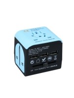Travel Adapter multi-countries - with 3 USB charging ports - orange - black